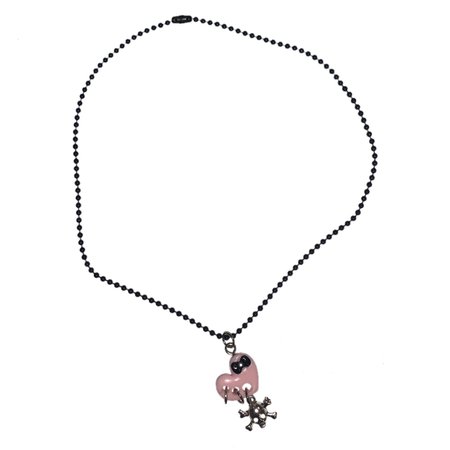 pierced heart and skull charm necklace