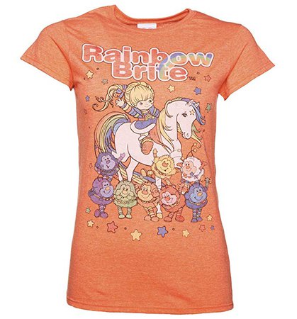 Amazon.com: Womens Orange Rainbow Brite and Sprites Fitted T Shirt - 80s Cartoon Tees: Clothing
