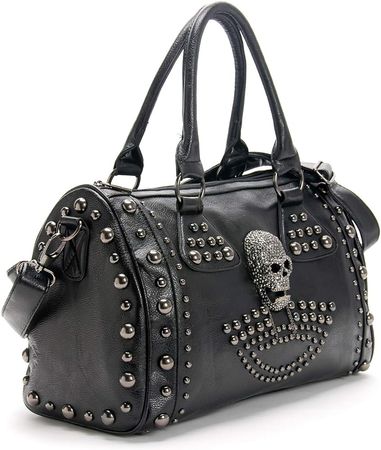 Women Skull Handbag Tote Purse Large Capacity Gothic Shoulder Bag with Strap Studded Doctor Handbag, Black: Handbags: Amazon.com