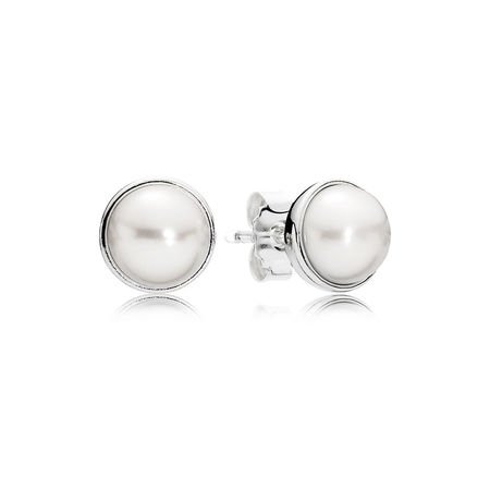 Elegant Beauty Stud Earrings, White Pearl | PANDORA Jewelry US