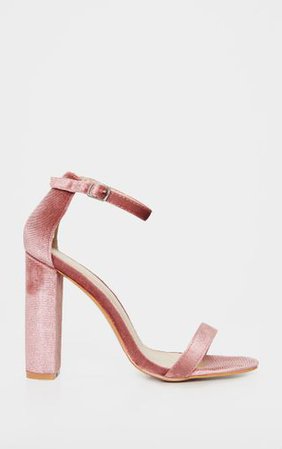 Blush Velvet May Heeled Sandals | Shoes | PrettyLittleThing USA