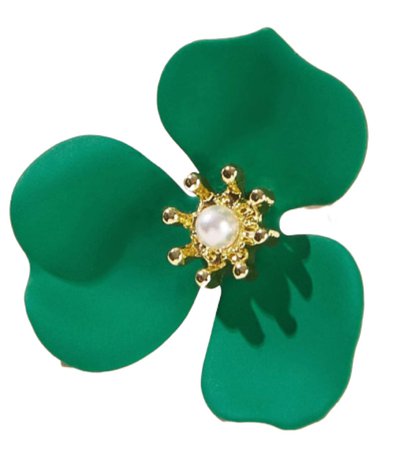 green flower earring