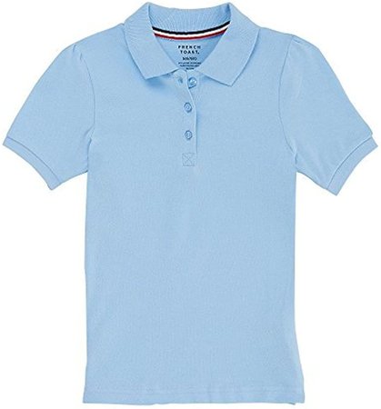 French Toast women's Short Sleeve Stretch Pique Polo, Light Blue, S at Amazon Women’s Clothing store