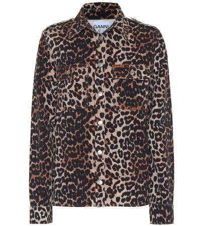 Ganni - Leopard-print denim shirt | Mytheresa
