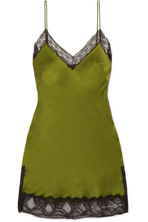Burberry | Lace-trimmed silk-satin mini dress | NET-A-PORTER.COM