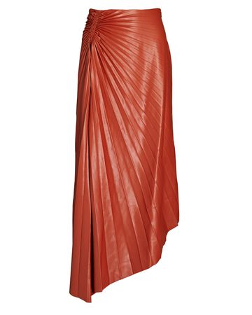 A.L.C. Tracy Vegan Leather Midi Skirt In Red | INTERMIX®