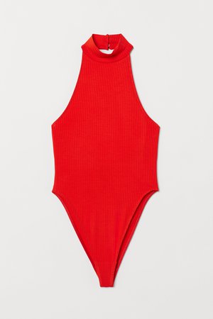 Halterneck Bodysuit - Red - Ladies | H&M US