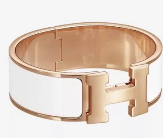 rose gold white Clic clac Hermes bracelet cuff