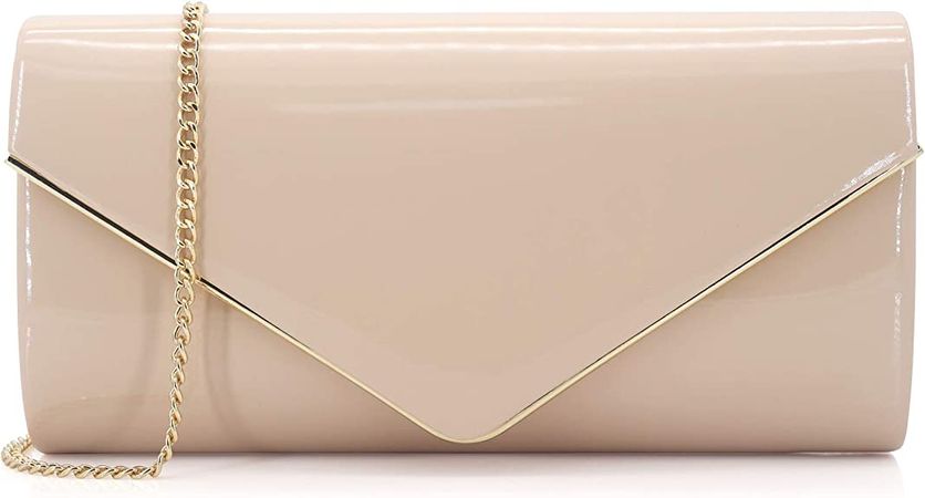 Dexmay Patent Leather Envelope Clutch Purse Shiny Candy Foldover Clutch Evening Bag for Women Nude: Handbags: Amazon.com