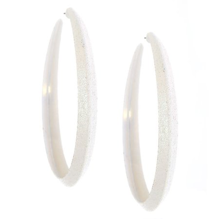 70MM Iridescent Hoop Earrrings - White | Claire's US