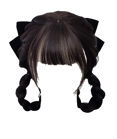 Black Hair Bangs Loop Braids with Bow (Dei5 edit)