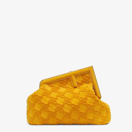 Fendi First Medium - Yellow suede bag | Fendi