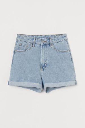 Mom Ultra High Denim shorts - Light denim blue - Ladies | H&M