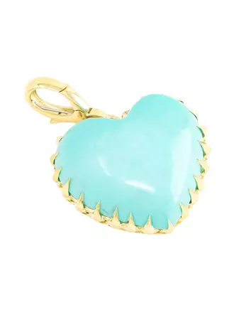 Shop Jenna Blake Victorian 18K Yellow Gold & Turquoise Small Heart Pendant | Saks Fifth Avenue