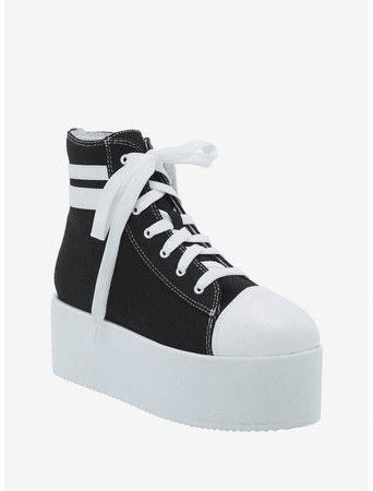 black white platform sneakers