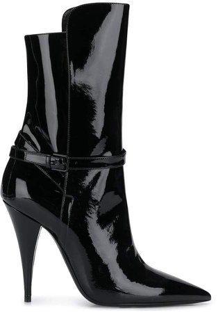 pointed patent boots