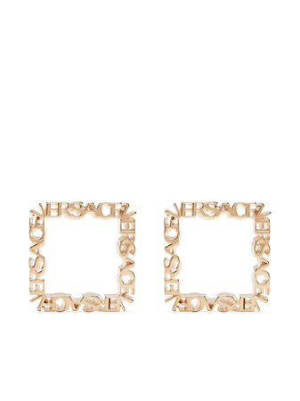 Versace logo square stud earrings - FARFETCH