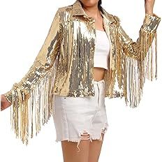 ODIZLI Gold Sequin Jacket for Women
