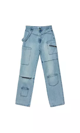 Multi-pocket jeans with zips - Women's fashion | Stradivarius United States