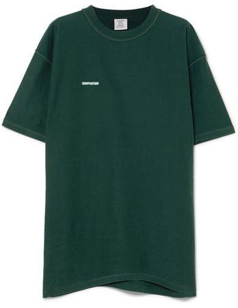 Oversized Embroidered Cotton-jersey T-shirt - Dark green