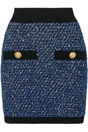 Balmain | Mini-jupe en tweed métallisé à boutons | NET-A-PORTER.COM