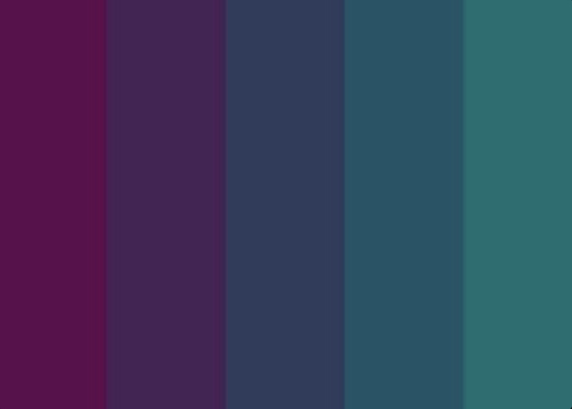 teal, blue, and purple