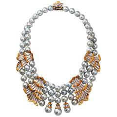 Rosa Bisbe Tourmaline Diamond Multi Strand Necklace For Sale at 1stdibs