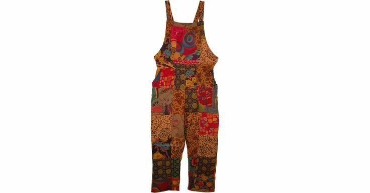 patchwork hippie overalls