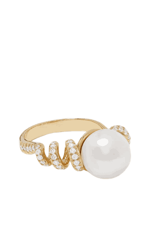 MATEO
18-karat gold, diamond and pearl ring