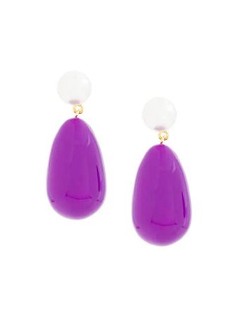 Eshvi Pearl Drop Earrings SS202012P Purple | Farfetch