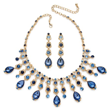 gold blue necklace and earrings sets - Google Search