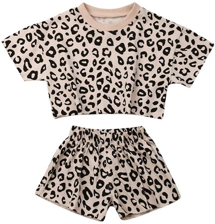 Amazon.com: Baby Girls Cotton Leopard Short Sleeve T-Shirt Top & Short Pants 2pcs Kids Girls Outfits 6 Months - 4 Years Clothes Set (Pink, 4-5 Years): Clothing
