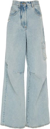 Cargo Jeans With Fringe Trim