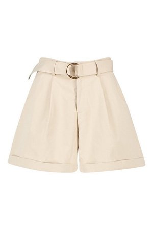 Belted Turn Up D Ring Utility Shorts | boohoo ivory