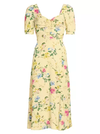 Shop Favorite Daughter The Vineyard Floral Puff-Sleeve Midi-Dress | Saks Fifth Avenue