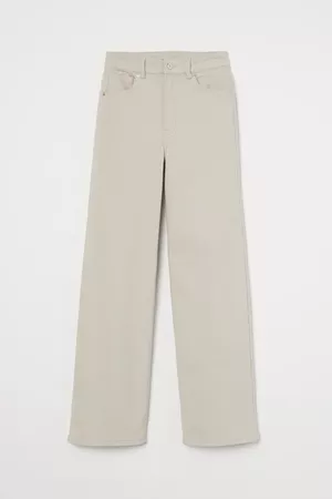 Wide twill trousers - Light beige - Ladies | H&M IE