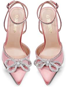 Amazon.com | DREAM PAIRS Women's High Heels Destiny Closed Toe Strappy Heels Sexy Rhinestone Ankle Strap Pumps Wedding Bridal Party Dress Shoes SDPU2208W Pink Size 10 M US | Pumps