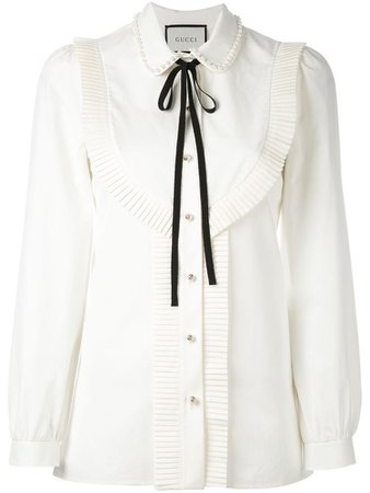 Gucci pleated trim blouse - Neutrals