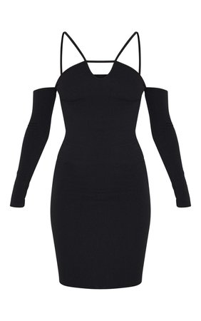 Black Strap Detail Bardot Keyhole Midi Dress | PrettyLittleThing USA