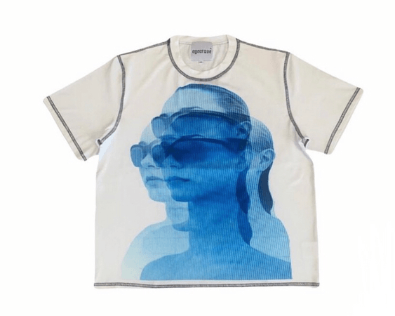 archive white and blue printed tee