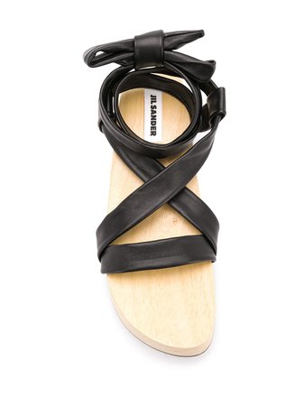 Jil Sander Wrap-Around Wooden Platform Sandals Ss20 | Farfetch.com