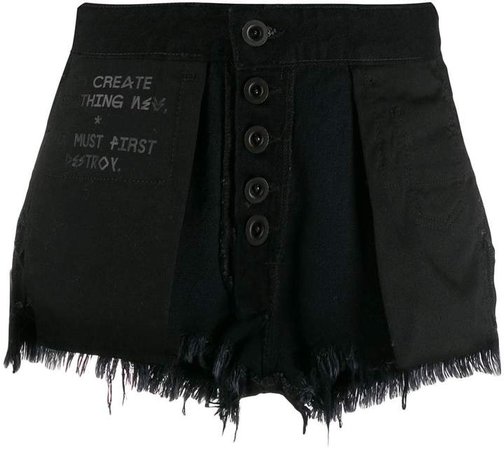 deconstructed denim shorts