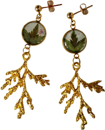 Twig'n'petal golden forest earrings