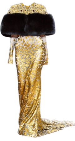gold fur gown
