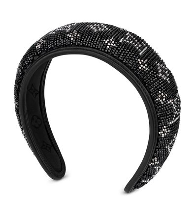 Louis Vuitton black Silk-Lined Embellished Logo Headband | Harrods UK