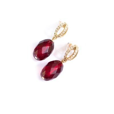 Vintage Faceted Cranberry Crystal and Rhinestone Dangling Earrings - Vintage Meet Modern
