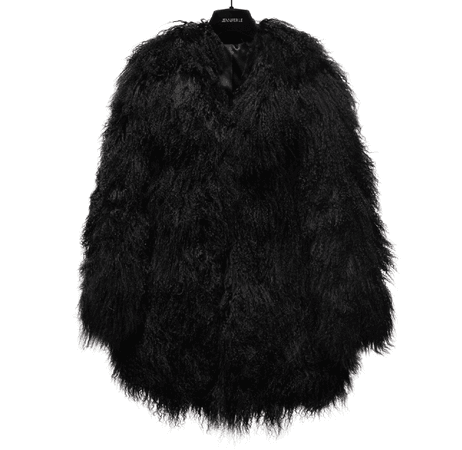 black mongolian fur coat