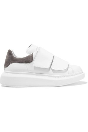 Alexander McQueen | Suede-trimmed leather exaggerated-sole sneakers | NET-A-PORTER.COM