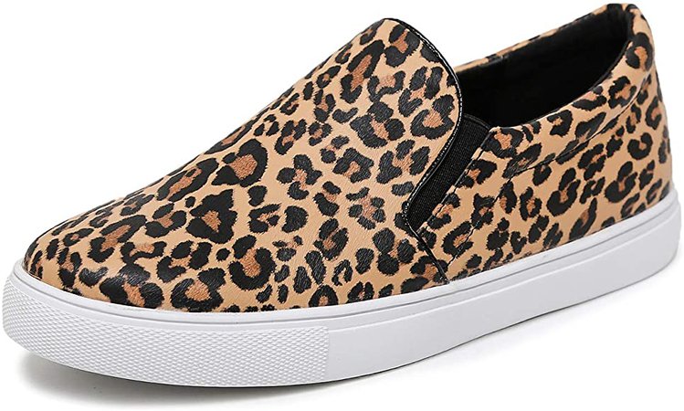 Amazon.com | Tilocow Womens Slip On Sneakers Leopard Shoes Casual Comfortable Flats Memory Foam Insoles Faux Leopard Skin Anti-Slip for Walk Stand Work Midium Size 8.5 Leopard | Loafers & Slip-Ons