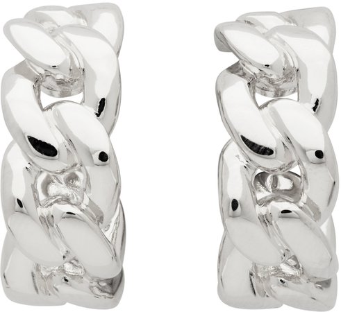 Maison Margiela: Silver Chain Half Hoop Earrings | SSENSE